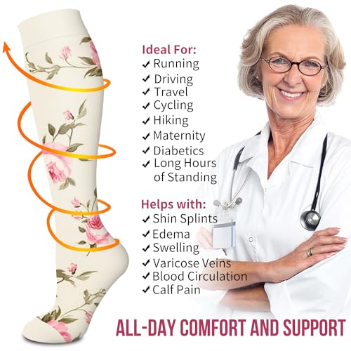 Compression Socks for Women and Men 6 Pairs 15-20 mmHg Circulation-Best Support for Athletic Running Cycling4