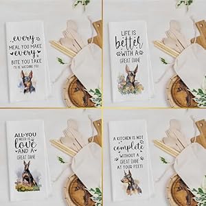 Great Dane Dish Towels Set - Funny Great Dane Decorative Waffle Weave Kitchen Towels, Great Dane Hand Tea Towel, Great Dane Gifts (16×24 Inches Set of 4) Great Dane Dish Towels Set Funny Great Dane Decorative Waffle Weave Kitchen Towels Great Dane Hand Tea Towel Great Dane Gifts 1624 Inches Set of 4