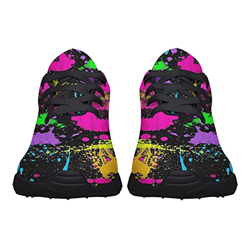 Sonzj-II Women Men Tennis Shoes,Athletic Fashion Neon Splatters with Paint Cool Sneaker for Girl,Boy,Gym,Walking,Hiking,Jogging,Running,Travel and More3
