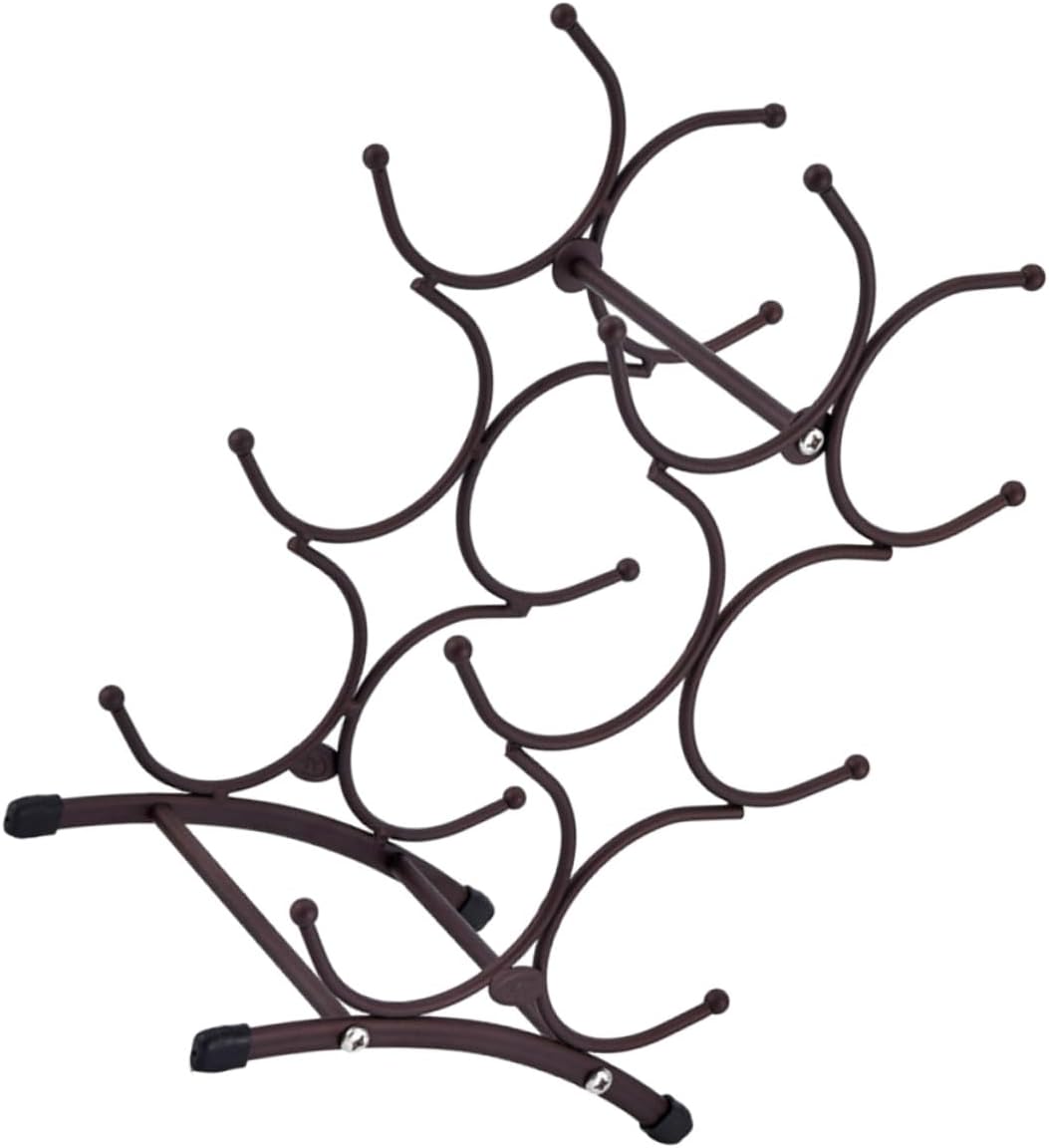 Vintage Iron Wine Rack 6-Bottle Removable Countertop Wine Holder Stand for Home Dining Room Decorative Metal Organizer