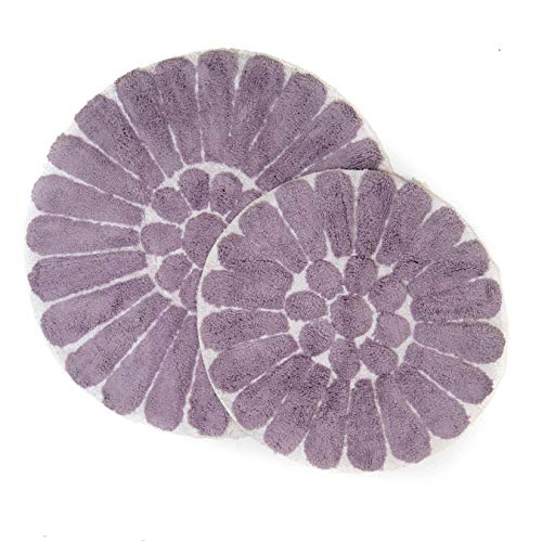 Chesapeake Bursting Flower 2 Pc. White & Lilac Round Bath Rug Set 45952 (24