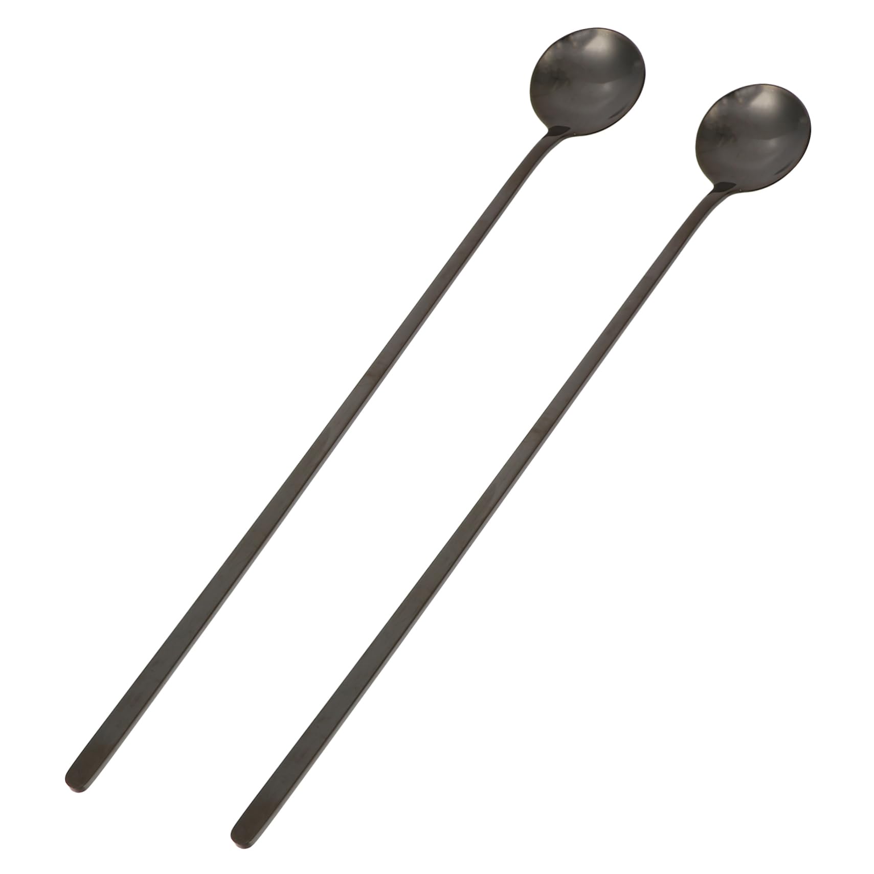 BEBEMOKO 2pcs Stainless Steel Ladle Spoons Ice Coffee Drinks Cocktail Mixing Coffee Spoon Coffee Stirring Spoon Handle Mixing Spoon Coffee Stir Sticks Serving Spoon Mini Coffee Spoon Black
