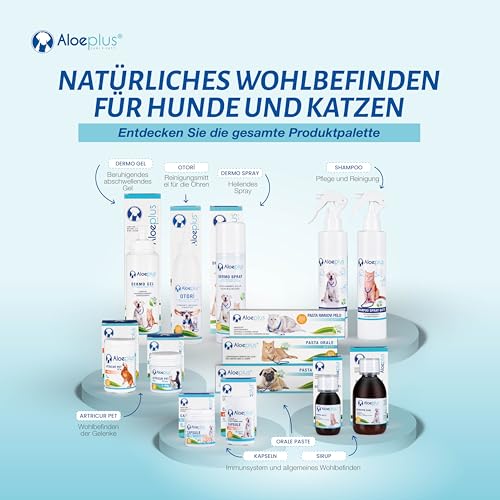 ALOEPLUS Hunde Dermo Gel 200ml - Beruhigend und Entstauend für empfindliche Haut, mit Aloe Arborescens BIO gegen Juckreiz, Reizungen, Insektenstiche und Schmerzen, 100% natürliche Inhaltsstoffe