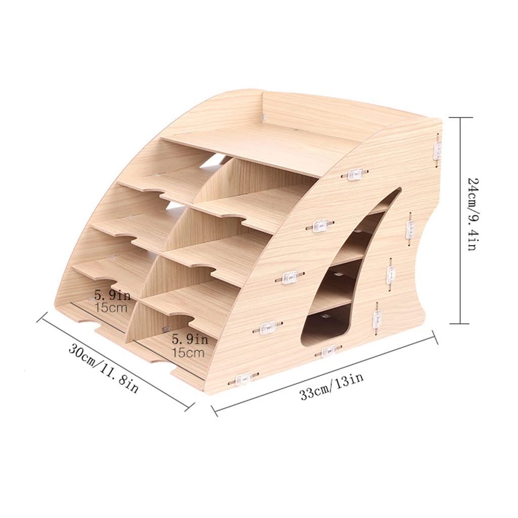 Aktenhalter, Dateitrenner, Dokumentenschrank, Schreibtisch-Datei-Organizer, 5-lagiger Schreibtisch-Organizer in Fächerform, aus Holz, A4 D