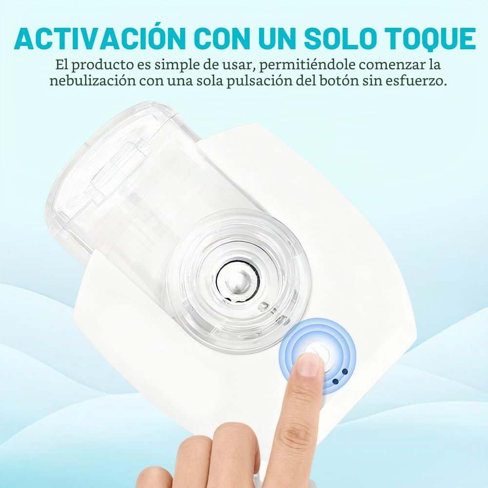 Nebulizador para Bebe Niños Adultos, Nebulizador Portatil, Silencioso Aerosoles Nebulizador, Recargable Inhalador Nebulizador Eléctricos con 2 Máscaras y Boquilla para Familiar y Viajes