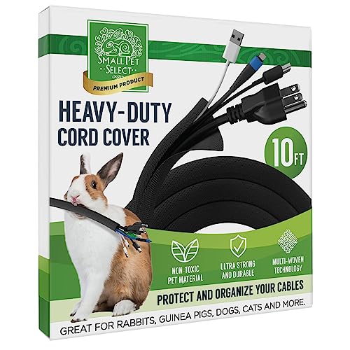 Small Pet Select Heavy Duty Cord Cover - Black, 10ft - Ultra Durable Electrical Cable and Wire Protector for Rabbits, Dogs, Cats and Other Pets - Cord Management and Animal Protection