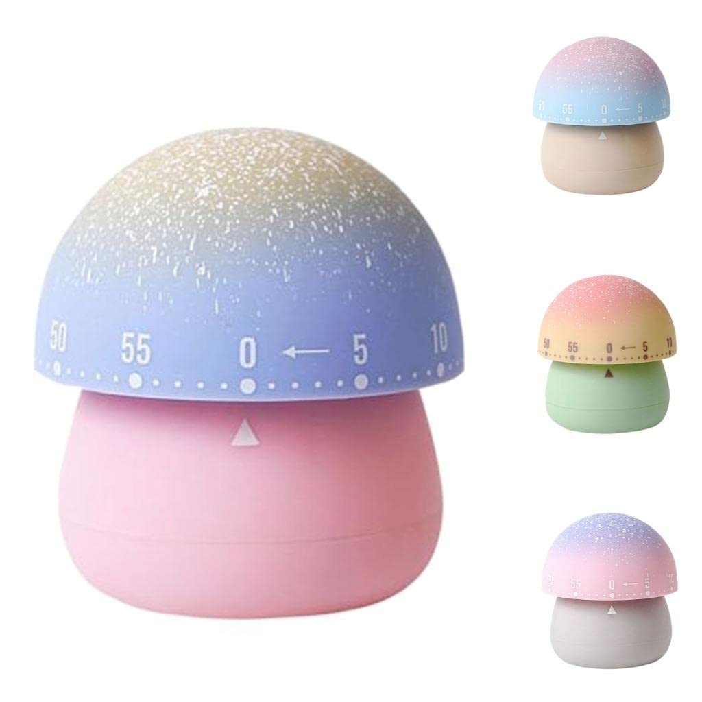 Yesoa Mechanical Kitchen Timer Toy Cute Mushroom Timer 360 Degree Rotating Digital Timer for Kids, Wind Up 60 Minutes Manual Countdown Timer for Classroom, Home, Study and Cooking
