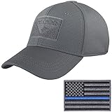 Condor Tactical Flex Cap with Thin Blue Line Morale Patch Bundle (S/M: 7 - 7 3/8, Graphite)