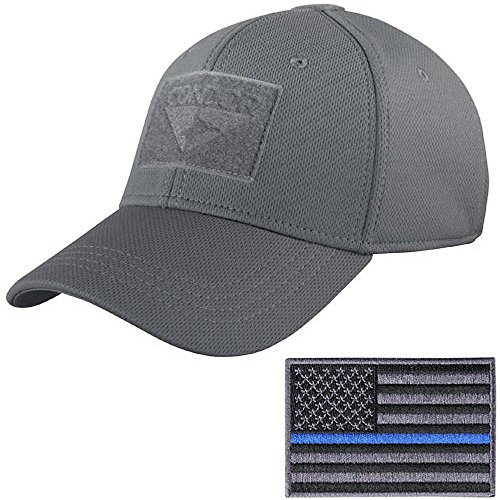 Condor Tactical Flex Cap with Thin Blue Line Morale Patch Bundle (S/M: 7-7 3/8, Graphite)