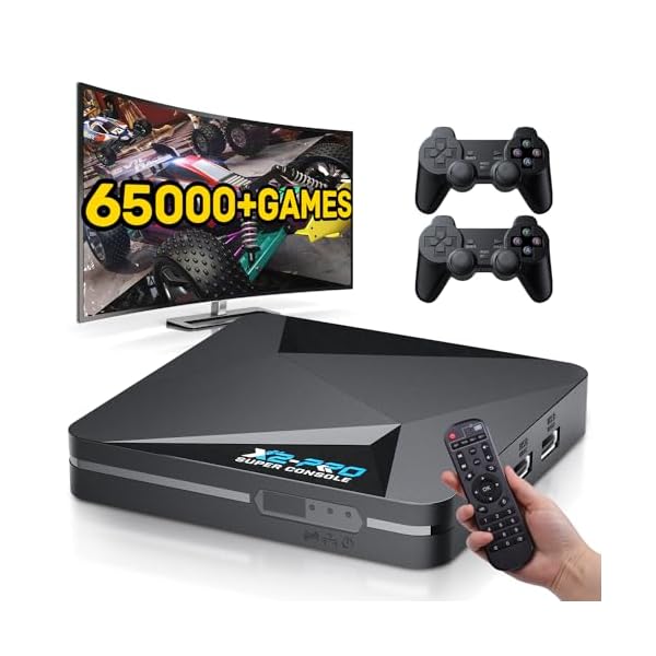 Kinhank Retro Game Console,Super Console X2 PRO Emulator Console with 65,000+ Classic Games,Retro Gaming Console with EmuElec 4.6 &Android 9.0,4K HD Output,2.4+5G,BT 5.0,Compatible with Most Emulators