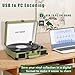 Record Player with Speakers, Bluetooth Vinyl Record Player with Recording, 3 Speed Portable Suitcase LP Player, Belt Drive Turntable, RCA/AUX/Headphone Jack, Green