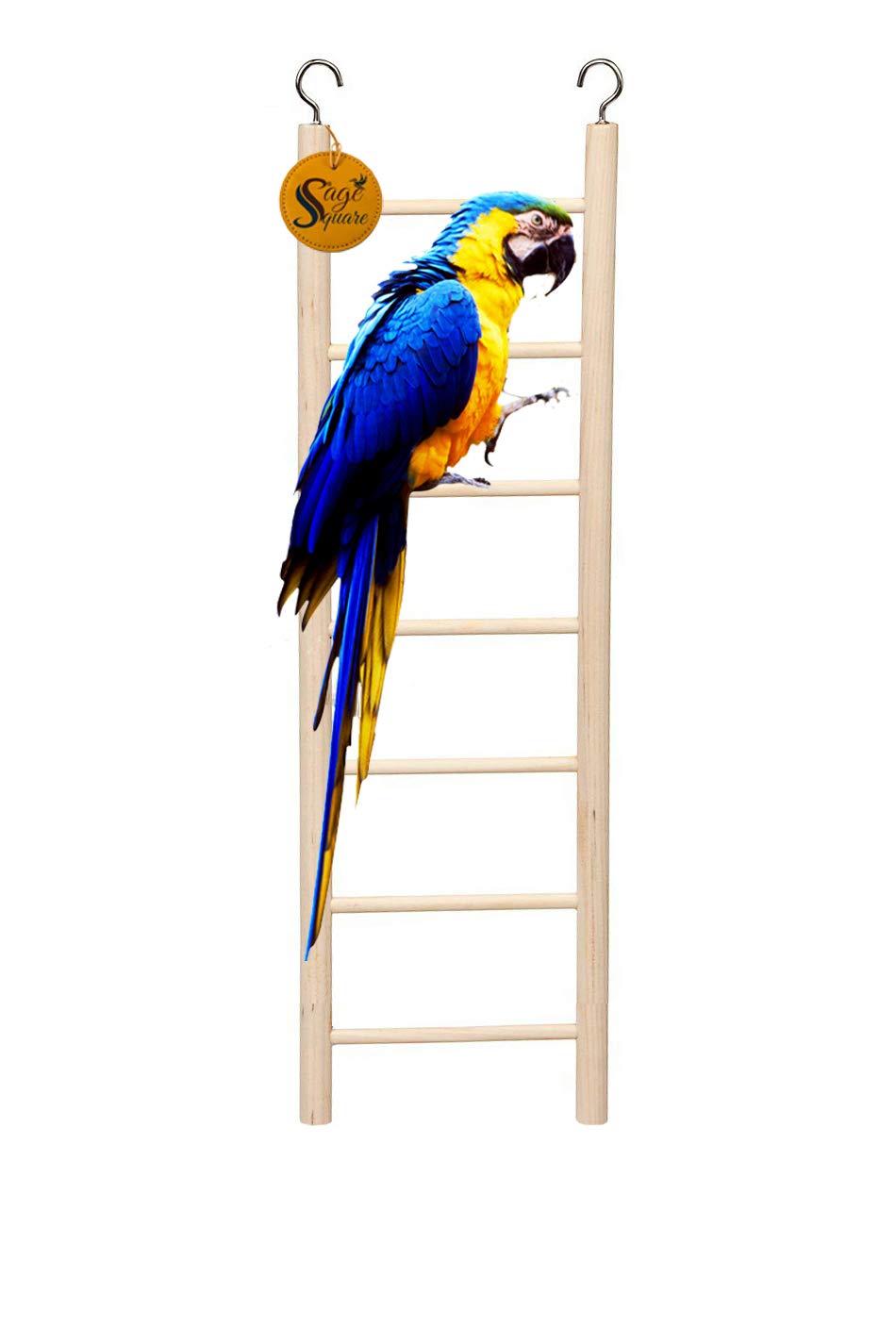 Sage Square Playful Natural Wooden Climbing Ladder Toy for Exercise & Fun || with Hooks to Hang on || for Birds, Parrot, Budgies and Other Small, Medium Large Bird || 7 Level / 34cm (B08KG9D8SJ) Amazon Price History, Amazon Price Tracker