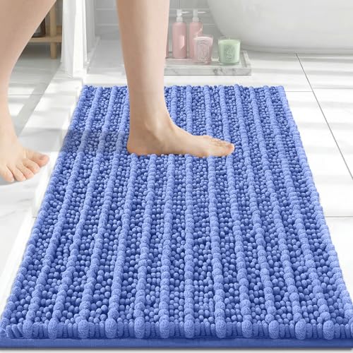 Image of Arotive Luxury Bathroom Small Rugs 24x16, Extra Soft Thick Absorbent Shaggy Chenille Bath Rugs, Machine Wash Dry, Bath Mats for Bathroom Floor, Tub and Shower, Home Decor Accessories, Cornflower Blue