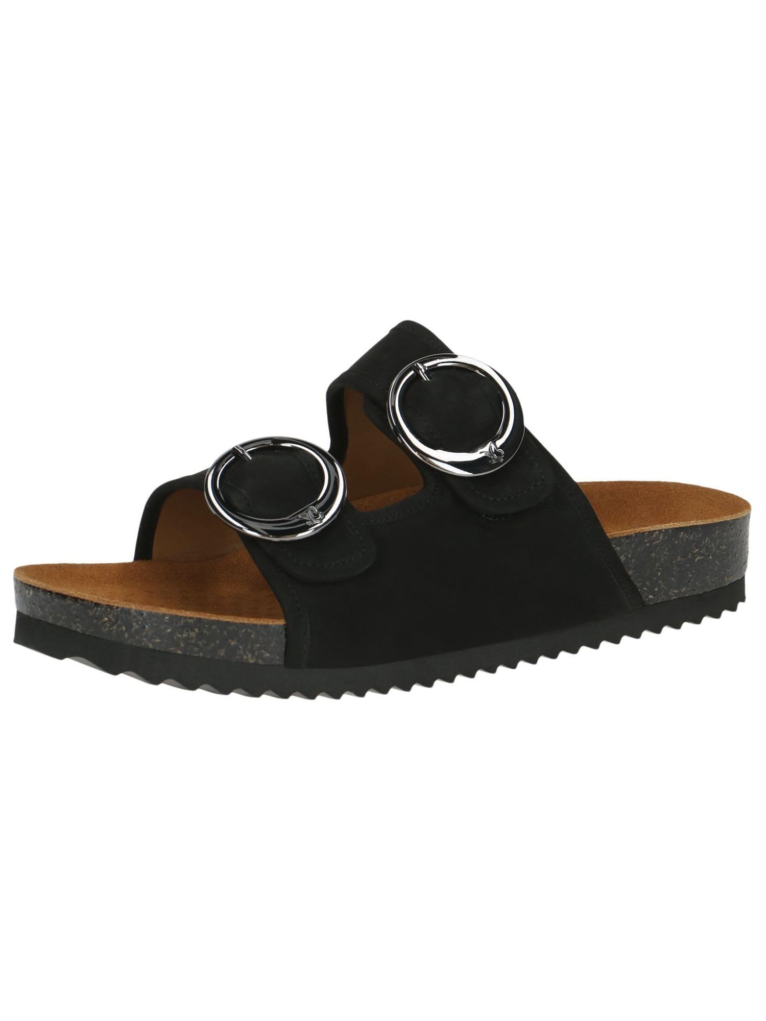 CAPRICE Women's Leather Mules Comfortable, Black (Black Nubuc), 6.5 UK