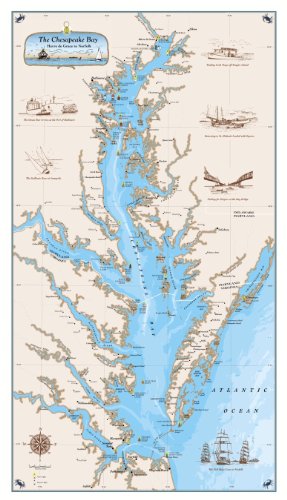Sealake Products The Original Chesapeake Bay Map - Explore The Bay with a map from Harve De Grace to Norfolk (Laminated)