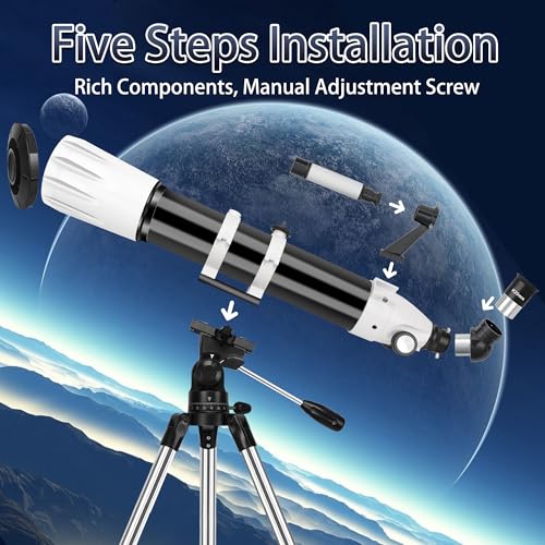 undefined Telescope, 90mm Aperture 900mm Astronomical Refractor Telescope for Adults High Powered - Multi-Coated Professional Telescopes for Astronomy Beginners with AZ Mount, Portable Carry Bag, Phone Adapter の商品画像 3