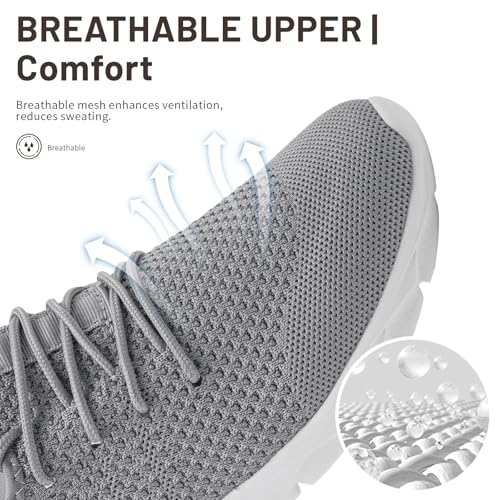 Image of Damyuan Men Running Shoes Slip on Walking Sneaker Tennis Gym Workout Fashion Athletic Lightweight Breathable Sport Jogging Casual Women Shoe,Light Gray Size 15.5 Women /14.5 Men