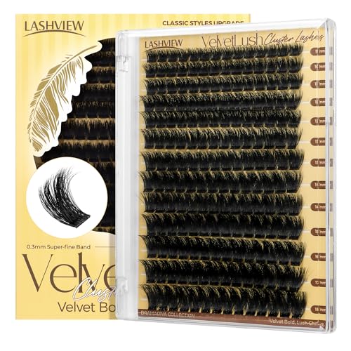 LASHVIEW Lash Clusters, Volume Lash Clusters 9-18mm Mix Fluffy Lash Extension D Curl Lashes Individual Cluster DIY Clusters Lashes Extension at Home NM04