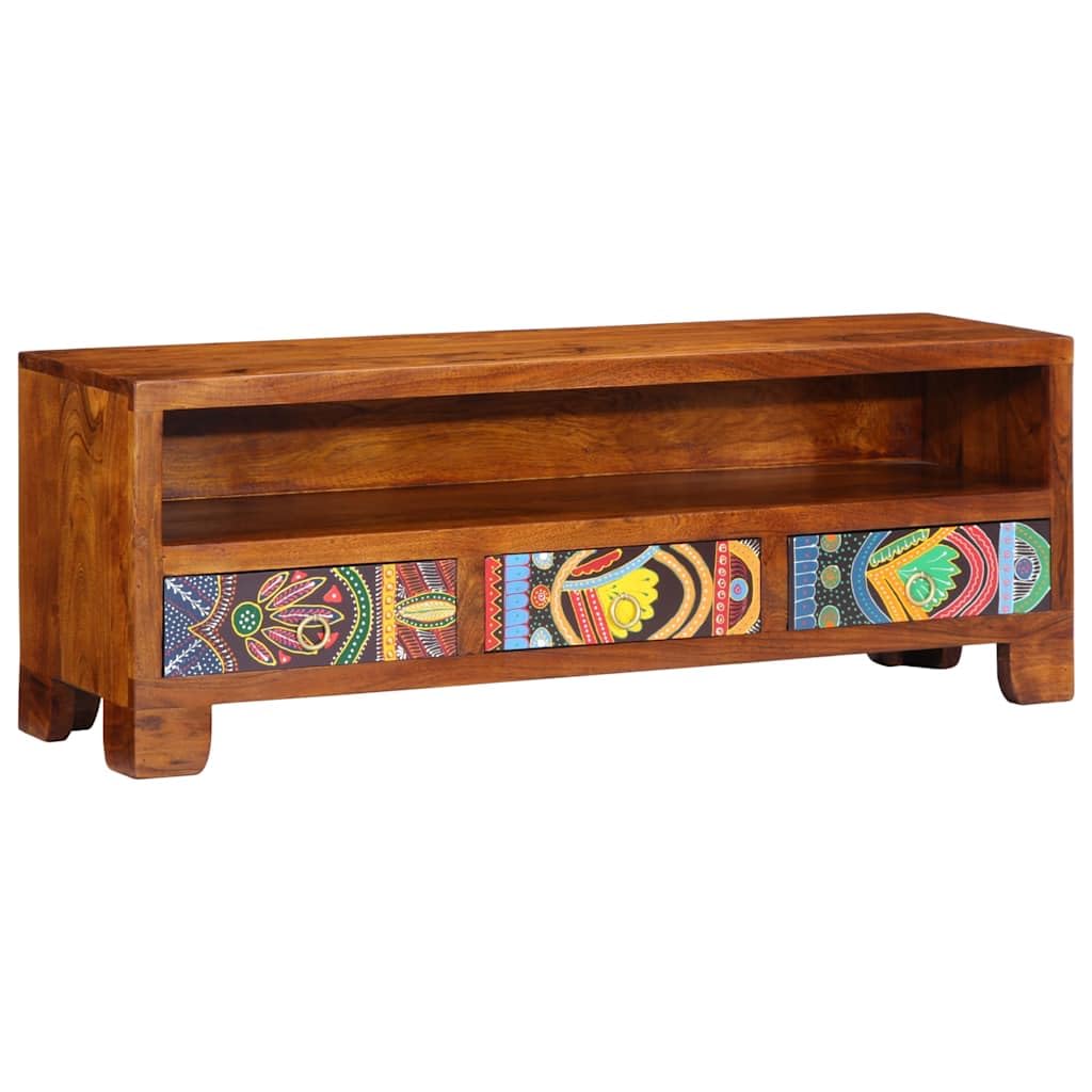 Mueble TV multicolor 110 x 30 x 40 cm, madera acacia maciza