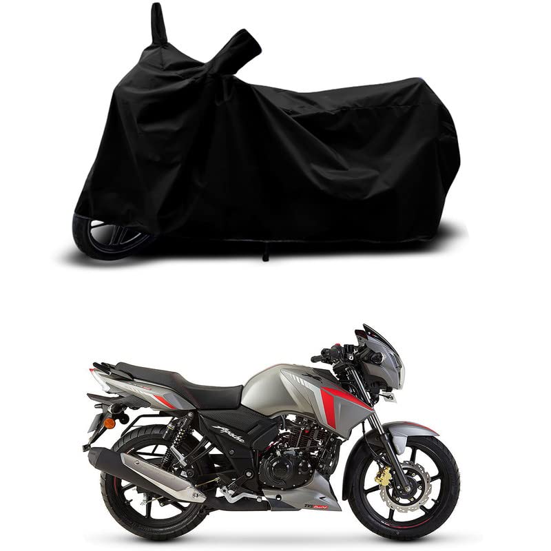 Image of 100% Scratchproof /UV-Rays /Heat Protection /Birds Dropping /Water Resistant /Dust Proof /Waterproof /Bike Scooty Two Wheeler Body Cover Compatible for Apache RTR 160 ABS Disc All Varient[Black]
