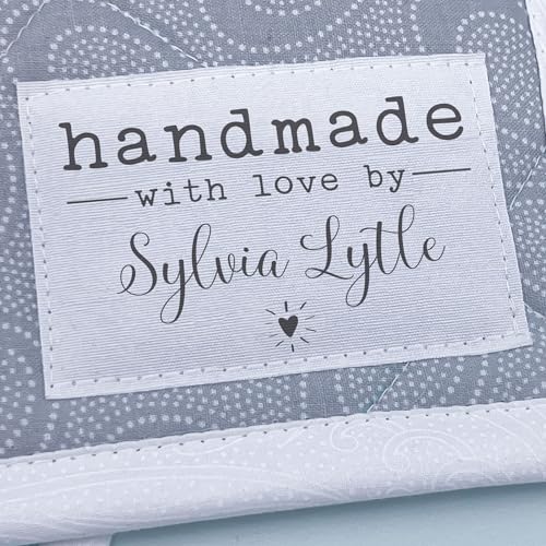 2”x3” Personalized Sewing Labels – Set of 12 Custom Cotton Tags – Sew On or Iron On – Machine Washable – Great for Quilts, Knits & Crafts