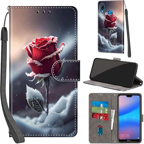 Funda para Huawei P20 Lite, Funda Movil Carcasa PU Cuero con Ranura para Tarjeta, Cierre Magnético, Función de Soporte para Huawei P20 Lite, Rosa