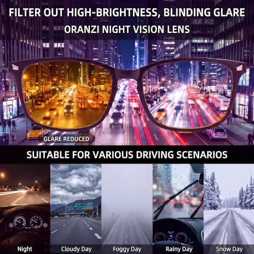 Image of Night Driving Glasses for Men & Women, Yellow Tinted Anti Glare | Fashion High Tech Glasses with Yellow Tinted Lenses for Reduce Harsh Glare to Reduce Eye strain & Improve Night Time Vision
