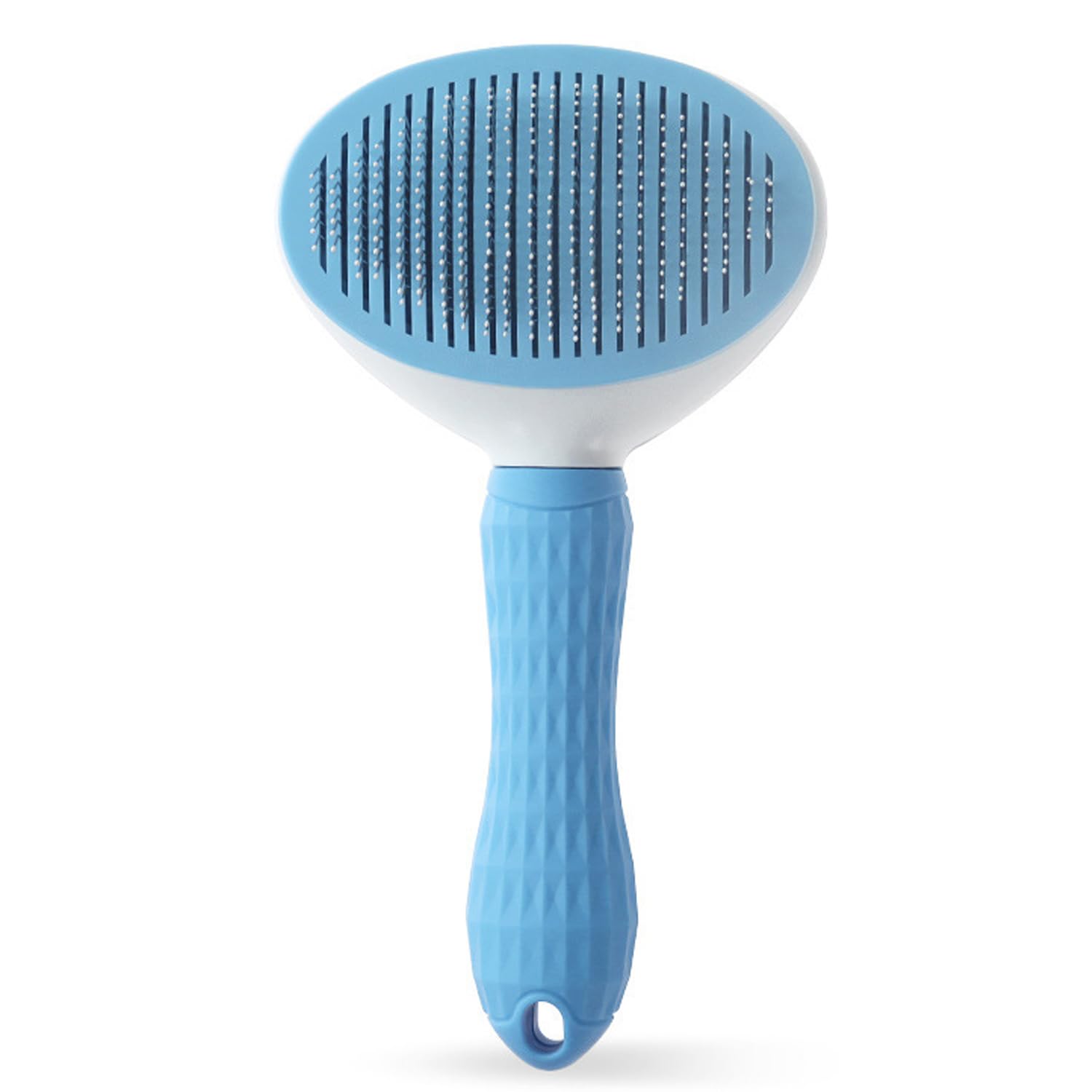 Dog/Cat Brush Grooming Comb,Pet Grooming Tool with Cleaning Button,Self Cleaning Slicker Brushes with Smooth handle for Cat Dog Shedding Tools Massage Clean Tangled Brush (Blue)