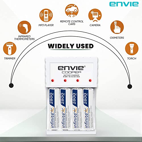 Image of ENVIE (ECR 20 MC+4xAA2800) Standard Rechargeable Battery Charger for AA & AAA Ni-mh /Ni-Cd with Batteries