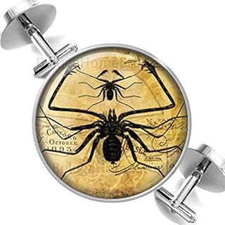 Death Devil Handmade Cuff Linksï¼ŒCufflinks Spider Insects Altered Graphics Sepia and Black Groomsmen Wedding Party Fathers Dads Menï¼ŒGift of Love