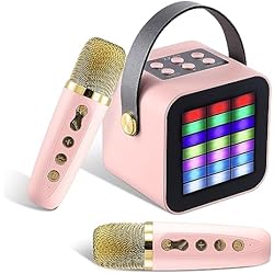 Juguettos Karaoke Portatil Vusddy Máquina de Karaoke con 2 Micrófonos Inalámbricos, Juguete de Karaoke Portátil para Niños