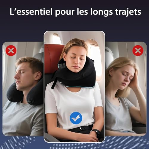 Coussin De Voyage Avion : Qutool Coussin de Voyage Mémoire de Forme, Coussin Avion Réglable, No... – Image 3