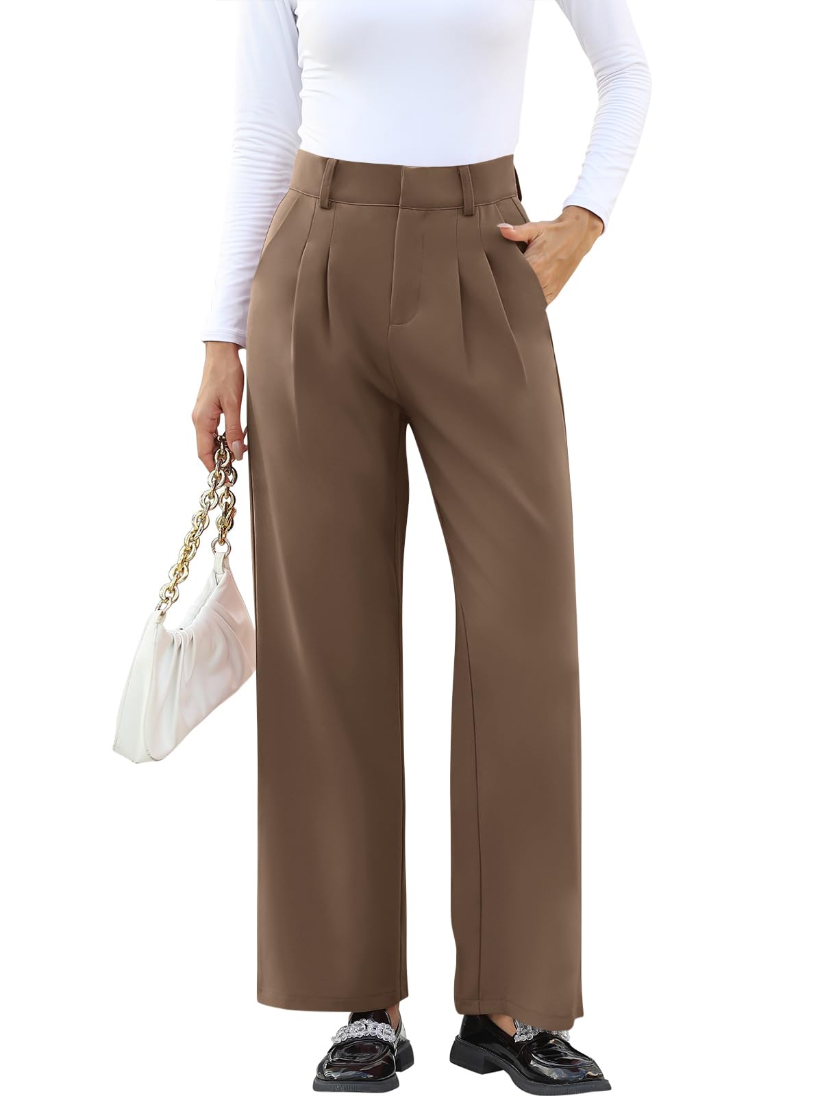 NIMIN Nmkz230-short apxs-FBA Cintura Alta para Mujer | Trajes casuales de negocios, pantalones formales de uso diario de oficina, tela duradera para todas las estaciones