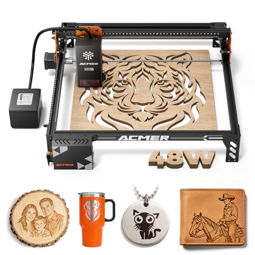 Image of ACMER P1 S Pro Laser Engraver and Cutter, 48000mW High Power Diode Machine | with 25L Air Assist, 380x350mm Work Area, Laser Cutter for Thick Wood, Acrylic, Metal, DIY Crafts and Small Business