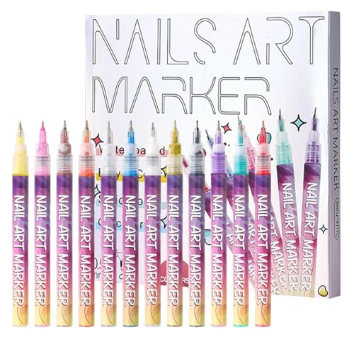 Feutres maquillage ongles séchage rapide et opaque - Set 12 pièces haute pigmentation