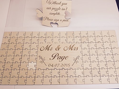 Personalizzato matrimonio libro degli ospiti puzzle in legno compensato di betulla