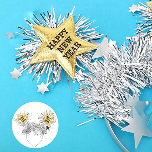 HOWAF 4 PCS Happy New Year Headband Tiara Star Headband Headdress - Image 3