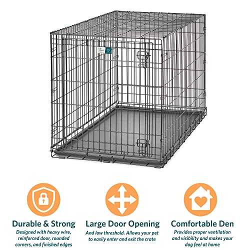 Midwest Homes For Pets Xl Dog Crate | Midwest Life Stages Folding Metal Dog Crate | Divider Panel, Floor Protecting Feet, Leak-Proof Dog Pan | 48L X 30W X 33H Inches, Xl Dog Breed #TOP1