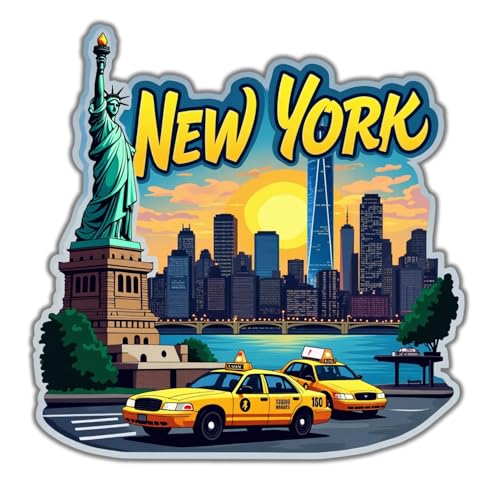 Image of Naxon New York Theme Souvenir Wooden Fridge Magnet - 3x3 Inch Stylish Refrigerator Magnet for Kitchen & Home Decor | Travel Souvenir Gift from USA | Fridge Decoration Magnet | Pack of 1