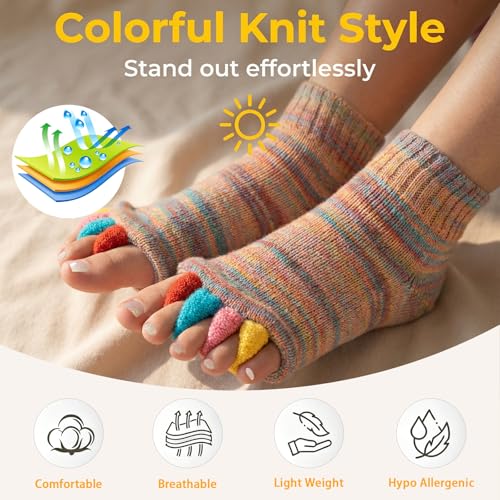Image of Happy Feet Toe Alignment Separator Socks, Prevent Foot Cramps and hammertoes, Toe Separator Massage Socks