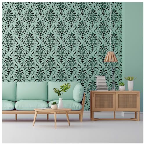 Image of Kayra Decor Flourishing Damask Stencils for Wall Painting - Pack of 1, Sheet Size 24 x 27.5 inch /Design for Wall Painting 22 x 25.5 inch - Large