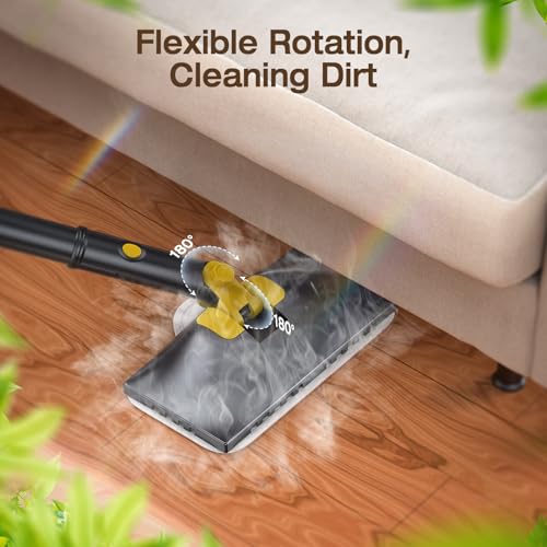 ScrubWiz Steam Mop Cleaner with Detachable Handheld Steamer, 10-in-1 Multi Accessories, Washable Microfiber Pads, 350ml and 2 Adjustable Level for Cleaning Floor, Carpet, Tile, and Grout, White by ScrubWiz - Used condition - Image 4