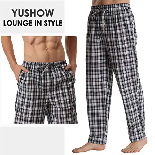 Mens Plaid Pajama Pants 2 Pack Cotton Lounge Pants with Pockets PJs Bottoms2
