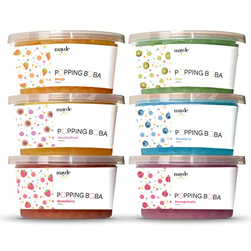 Mayde Bursting Popping Boba Pearls, Strawberry, Mango, Passion Fruit, Kiwi, Blueberry, Pomegranate - 6 Flavor Party Kit (490 gms, 6 pack) Mayde Bursting Popping Boba Pearls, Strawberry, Mango, Passion Fruit, Kiwi, Blueberry, Pomegranate - 6 Flavor Party Kit (490 gms, 6 pack)