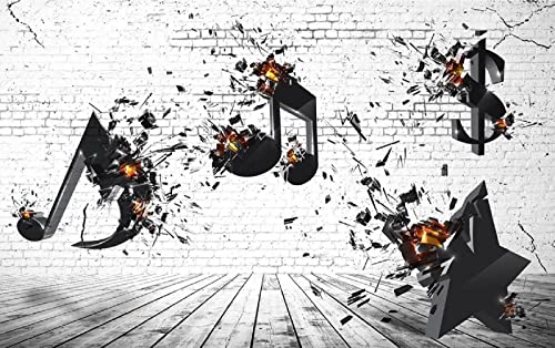 Fototapete 3d Effekt Tapete Backsteinmauer Mit Schwarzen Musiknoten Tapeten Kinderzimmer Schlafzimmer Wohnzimmer Wandbilder Wanddeko Wanddekoration 200x140cm Cover