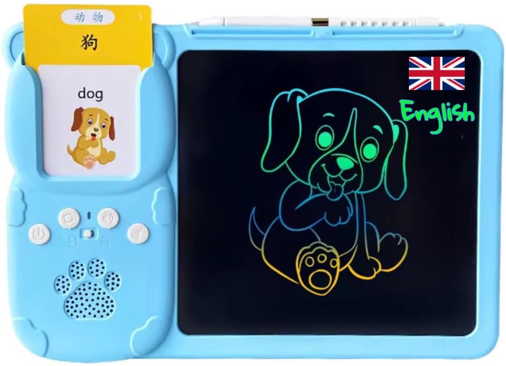 Early Education Device 2in1LCD Writing Tablet With Talking Flash Cards 224 Words Educational Toy Writing Board&Card Reader(Blue English version)
