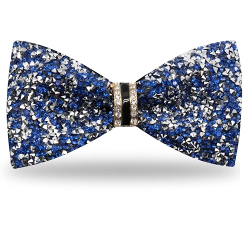 Image of Mens Rhinestone Bow Tie Pre-Tied Bow Ties for Men Adjustable Sparkle Sequin Bowtie Party Wedding