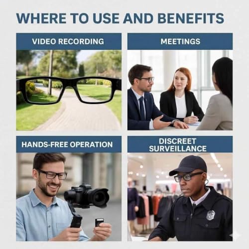 Image of DDLC 2MP HD Hidden Camera Smart Eyewear | Easy-to-Use One-Touch Video & Photo Capture |1080P Invisible Lens Spy Glasses for Business Meetings & Legal Documentation | Lightweight Unisex | Evidence