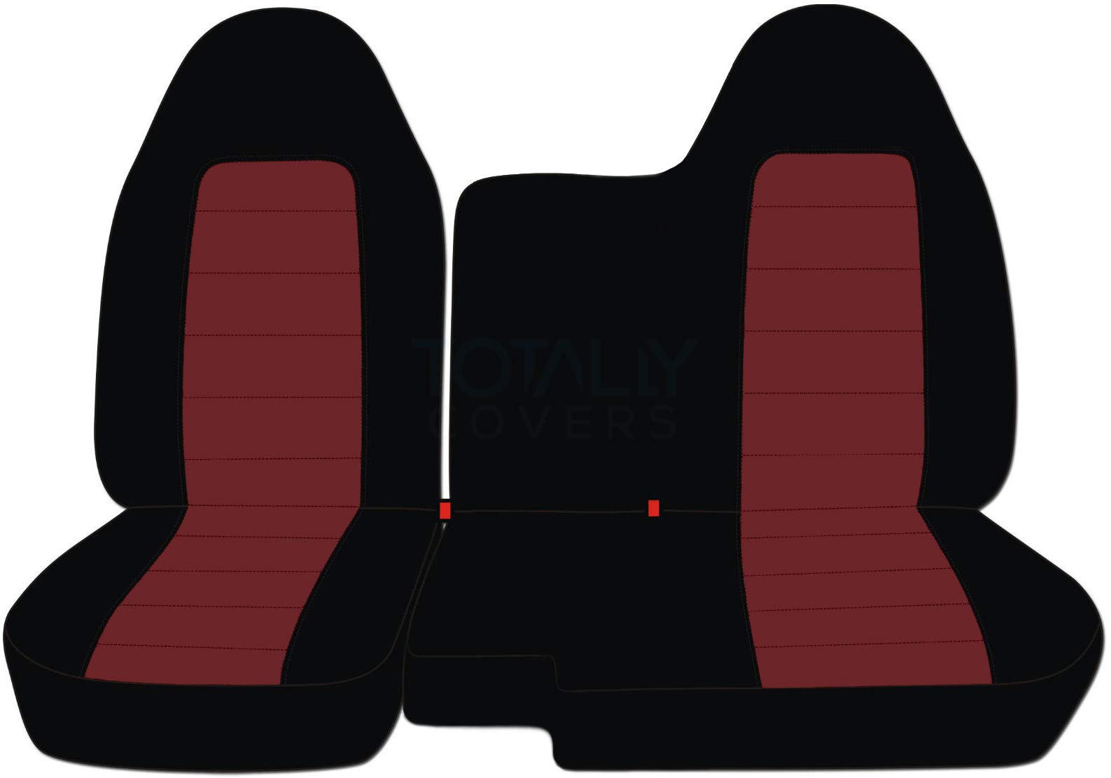 Totally Covers Compatible with 2004-2012 Chevy Colorado/GMC Canyon Two-Tone Truck Seat Covers (Front 60/40 Split Bench) No Armrest: Black and Burgundy (21 Colors) Chevrolet