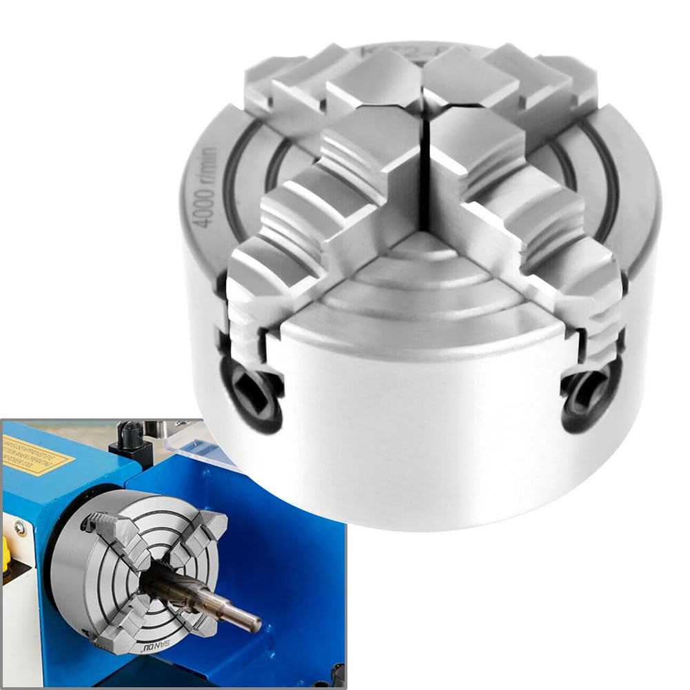 SIKUAI 80 mm 3" n.º K72-80 Mandril de torno reversible de 4 mordazas independiente Accesorios para máquinas de torneado Acero plateado Para máquinas de rectificado/taladrado/fresado
